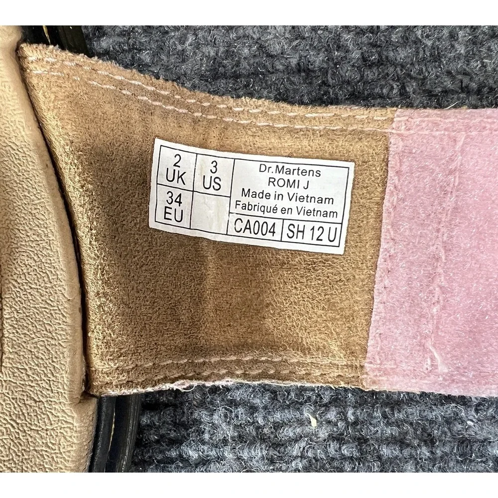 Dr Martens Pink Metallic Sandals Leather Big Kids Ankle Strap US 3 EU 3